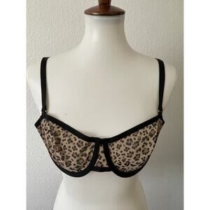 Cuup Lingerie Bra Balconette Semi Sheer Animal Print Intimates